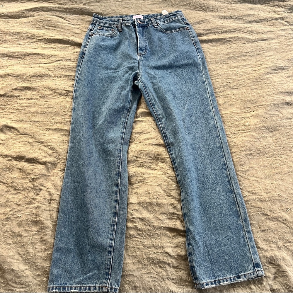 Pink Lily Straight Leg Jeans in Light Blue Wash